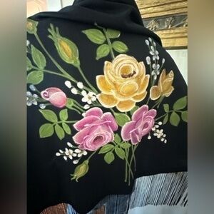 Unbranded Hand Painted Shawl with Fringe